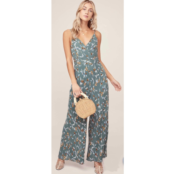 ASTR THE LABEL Teal Multi Floral Sleeveless Jumpsuit - Picture 1 of 9